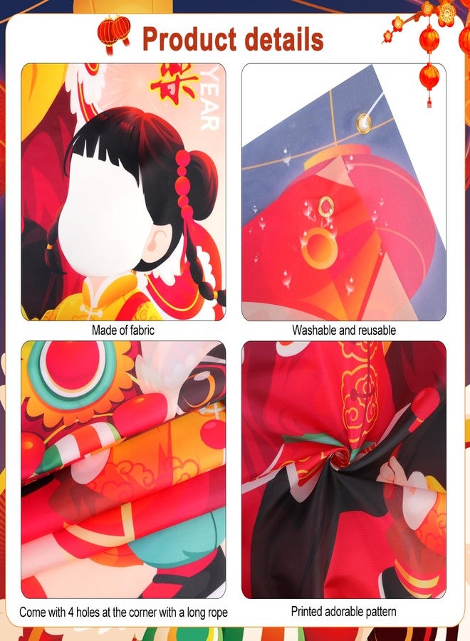 HOWAF Chinese New Year Photo Door Banner, 2026 Horse Year Photo Banner for Lunar New Year Party Decorations, 2026 Year of the Horse Photography Sign, Lion Dancing Photo Props Banners - Image 3